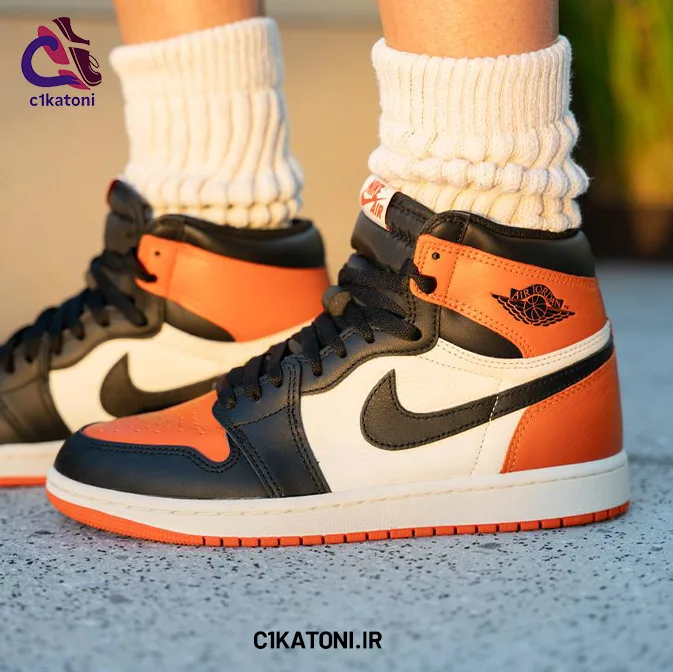 کتونی ایر جردن 1 ساقدار های نارنجی مشکی (Shattered Backboard)