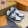 کتونی لویی ویتون LV Trainer Monogram Denim آبی سفید